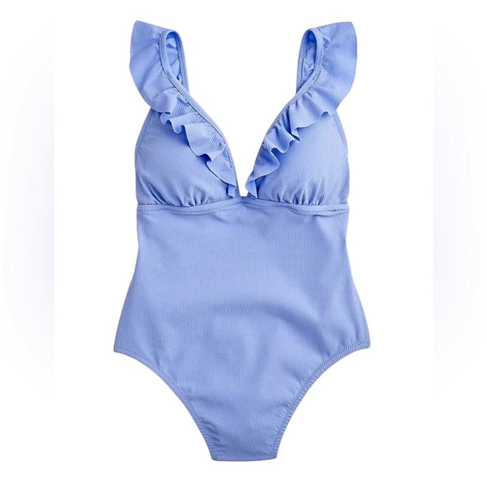 J. Crew Ruffle Plunge V-neck One-Piece Swimsuit